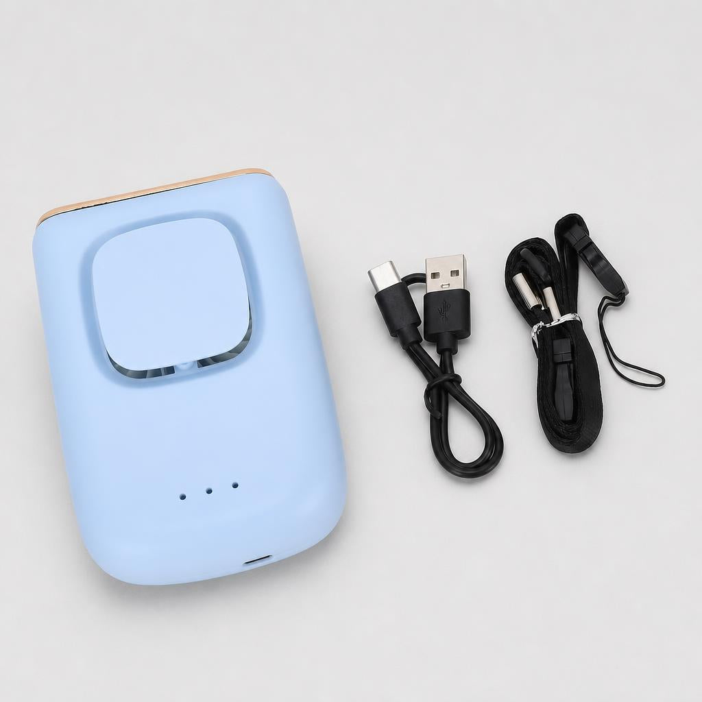 Ventilador de cuello Zettro: qué incluye (cable USB-C y cordón)