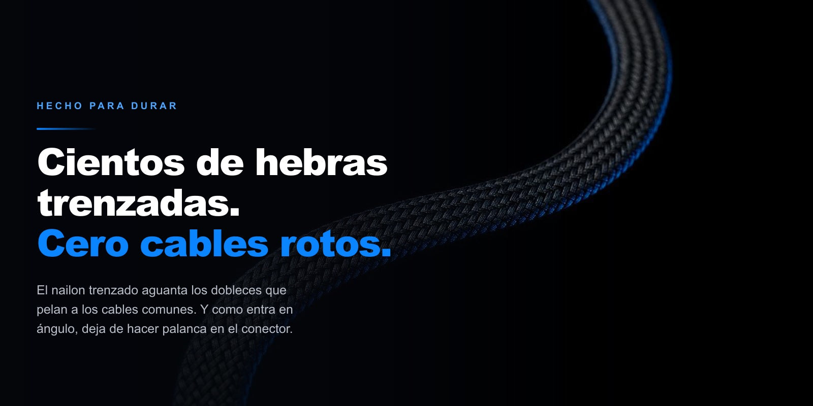 Detalle macro del cable trenzado Zettro: cientos de hebras que le dan resistencia